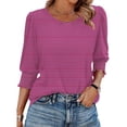 thumbnail image 1 of Weiqiqre Blouses pour Femmes Coupe Ample Manches Courtes Hauts Décontractés en Coton T-Shirts pour Dames Chandail Col Rond, 1 of 5