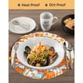 thumbnail image 3 of 15 Inch Round Placemats Set of 4, Orange Pumpkin Gnomes Fall Non Slip Heat Insulation PP Table Mats, Branches Leaves Thanksgiving Botanical Washable Place Mats for Kitchen Dining Party Table Decor, 3 of 7