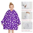 thumbnail image 6 of Purple White Butterfly Pattern Blanket Hoodies for Kids 6-13YR Oversize Wearable Blanket Hoodies for Boys Girls Teens, 6 of 7