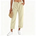thumbnail image 5 of Sevevn Women's Fall Corduroy Pleated Draped Straight-Leg Roll-Cuff Pants Versatile Comfortable Casual Outdoor Pants with Pockets, 5 of 9