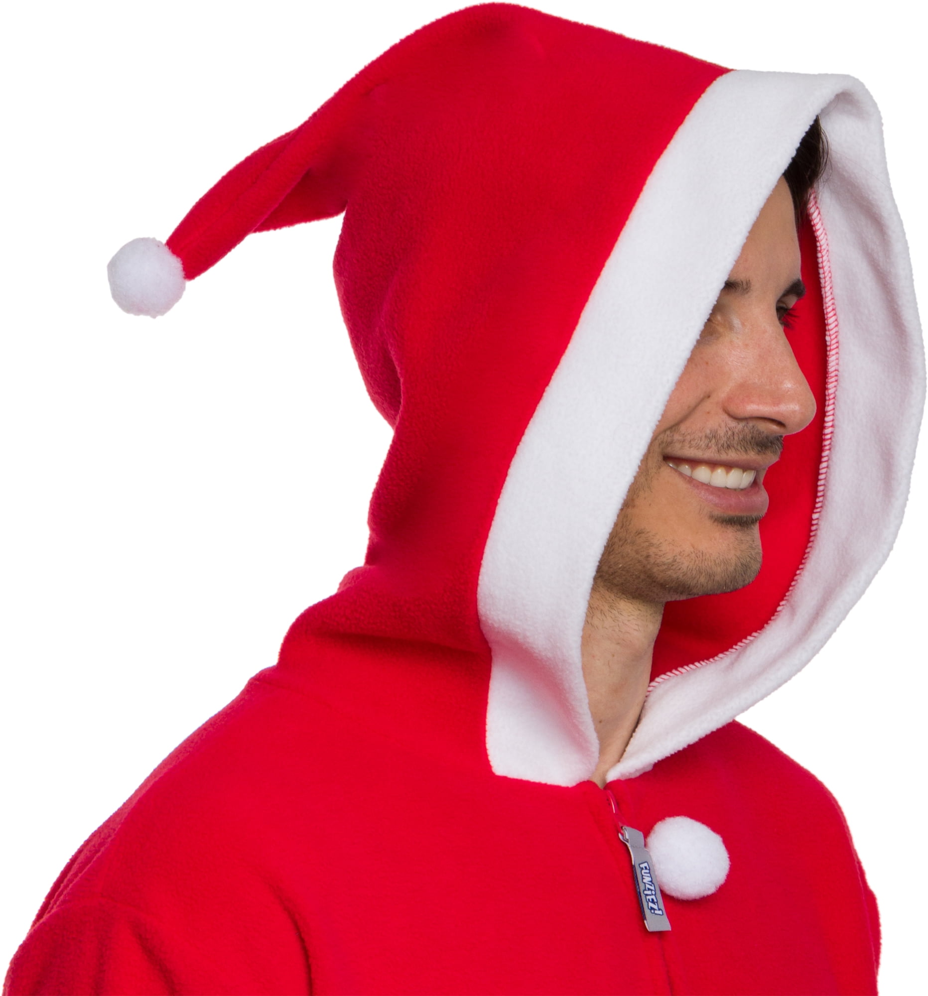 Funziez Unisex Novelty St Slim Fit Santa Claus Pajama Holiday Comfy Soft Jumpsuit Nick Costume 