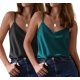 thumbnail image 1 of Camisetas sin mangas Ekouaer de satén de seda con cuello en V y tirantes finos, talla XL, 1 of 5
