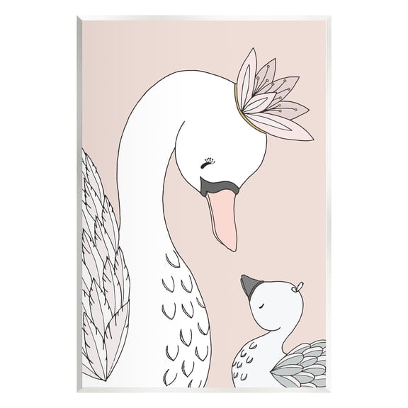 Stupell Industries Mother & Baby Swan Flower Crowns Princess Animals Graphic Art Unframed Art Print Wall Art, Design by Sweet Melody Designs