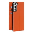 thumbnail image 3 of SaniMore Wallet Case for Samsung Galaxy S22 Plus 6.6" 2022, Wrist Strap Flip Kickstand Card Slots Genuine PU Leather Shockproof TPU Shell Anti-fall Full-body Protective Cover For S22 Plus, Orange, 3 of 8