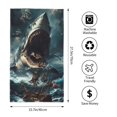thumbnail image 2 of Pofeuu Wave Sailboat Shark Print Hand Towel 27.5" x 16" Soft Absorbent Towel for Bathroom SPA Gym Hotel, 2 of 6