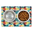 thumbnail image 1 of Abstract Pet Mat for Food and Water, Colorful Geometric Triangles Fractal Unusual Various Forms Hipster Graphic, Non-Slip Rubber Mat for Dogs and Cats, 18" X 12", by Ambesonne, 1 of 2