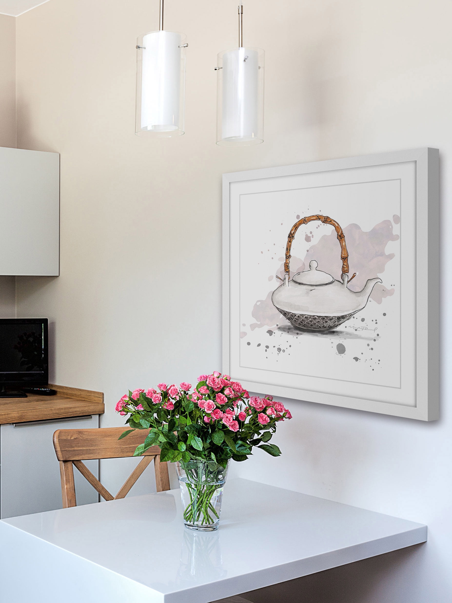 "Theiere 2" Framed Painting Art Print, 18" x 1.5"