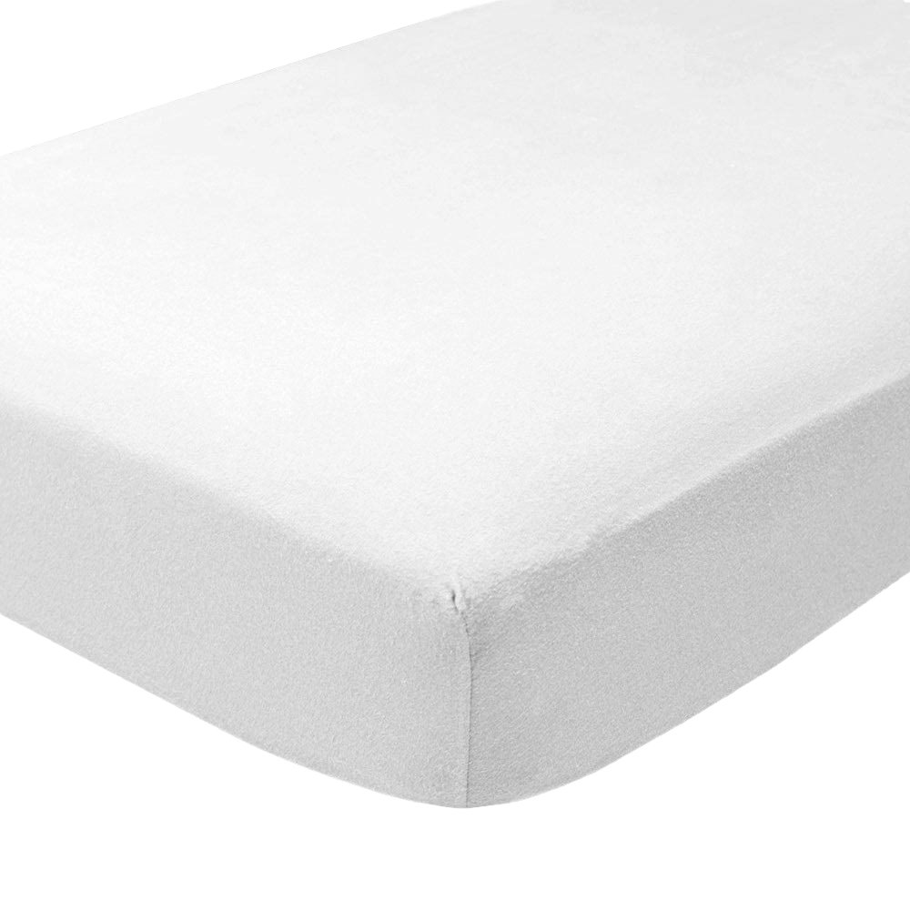 Bare Home Cotton Velvet Flannel Fitted Bottom Sheet, Twin XL, White ...