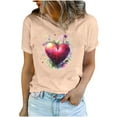 thumbnail image 2 of Fartey Women Valentine's Day Short Sleeve Tops Casual Loose Summer T Shirts Soft Stretch Crew Neck Tee Shirt Fashion Cute Heart Graphic Tees 2025 Khaki S-3XL, 2 of 5
