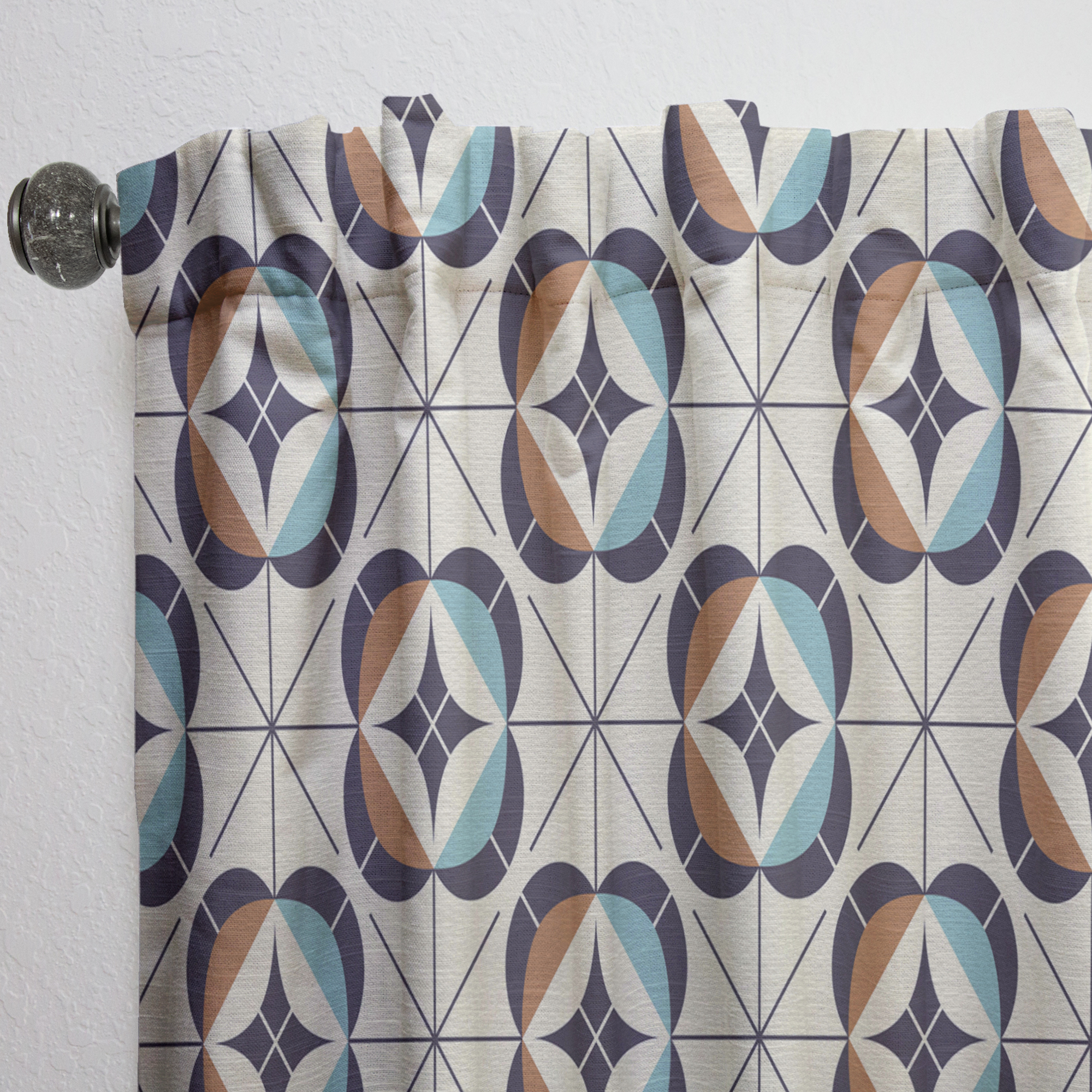 Designart 'Retro Geometric Design IV' Mid-Century Modern Curtain Panel