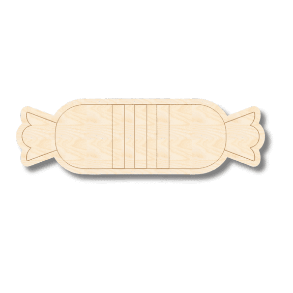 Unfinished Wood Etched Long Candy Shape | Paint By Line Crafts 6" / 1/4"