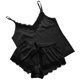 thumbnail image 1 of Gibobby Pijamas Mujer Verano Sexy Pijamas Ropa de dormir Bowknot Satén Encaje Lencería Pantalones cortos Camisola Conjunto con cuello en V Ropa de dormir de mujer(Negro,G), 1 of 3