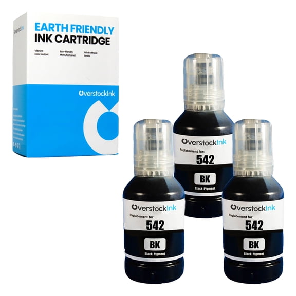 OverstockInk T542 Black Ink Refill Bottles Compatible for Epson 542 T542 for EcoTank Pro ET-5150 (3 Black)