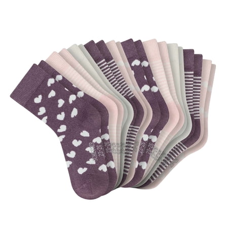Schiesser Girls Socks Pack Of 10 &ndash; &lsquo;Legwear Kids&rsquo; Patterned Cotton Blend Purple 31-34