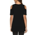 thumbnail image 2 of Inkach Women O-Neck Short Sleeve Solid Color Strappy Cold Shoulder T-Shirt Tops Blouses, 2 of 4