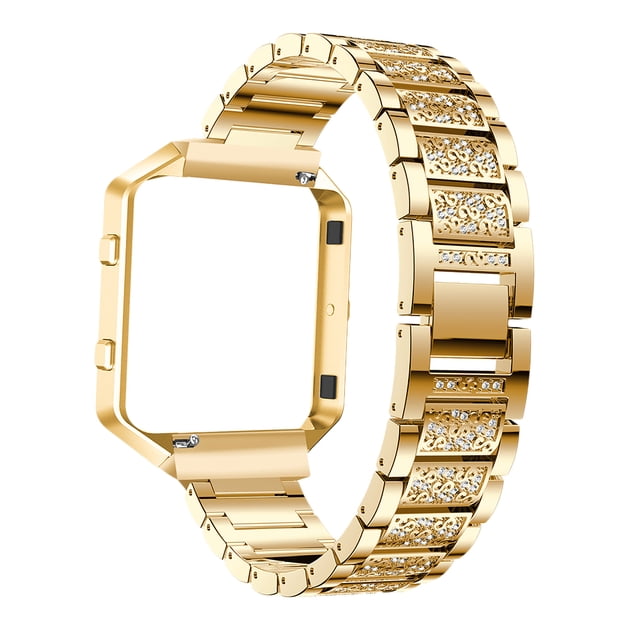 EeaseMX Correa de reloj elegante, correa de repuesto única, accesorio compatible con Fitbit Blaze con marco dorado.