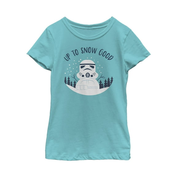Girl's Star Wars Christmas Snowman Stormtrooper Graphic Tee Tahiti Blue Small