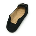thumbnail image 2 of Victoria K Women's Foldover Sueded Faux Fur Gold Bow Ballerina Flats, 2 of 9