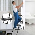 thumbnail image 6 of PhiloDeco 3 Step Ladder, 330lbs Folding Tread Stool with Auto-Lock, Ultra-Thin Portable, Iron ladders for home, office.Rustproof & Multi-Purpose, Fold ladders,No Assembly Needed, 6 of 8