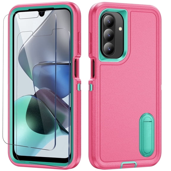 For Samsung A26 Case Military Grade Dual Layer Shockproof Phone Cover Build With Kickstand Dust Proof Protective Case for Galaxy A26 6.7"(Pink/Blue)