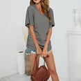 thumbnail image 4 of Womens Summer Tops V Neck Solid Color Short Sleeve Shirts Casual Loose Basics T Shirts, 4 of 9