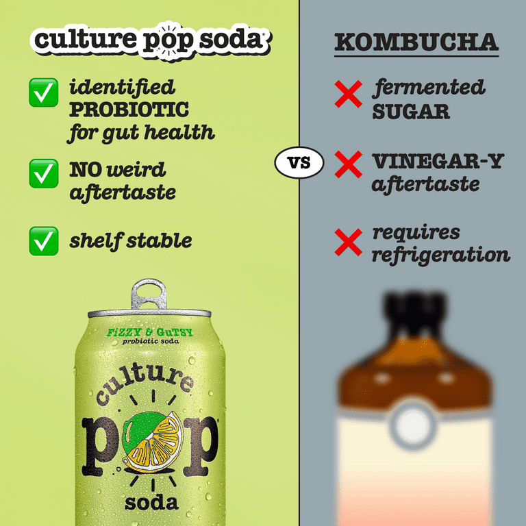 Culture Pop, Sparkling Probiotic Soda, Lemon Lime, 12 Pack