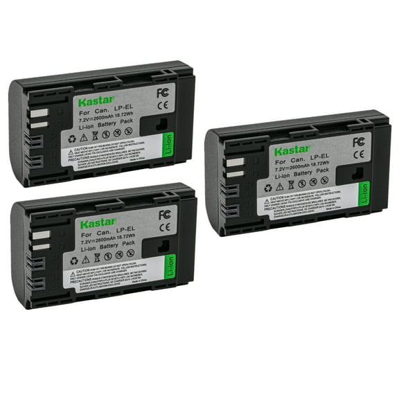 Kastar LPEL Fully Decoded Battery Replacement for Canon LP-EL Rechargeable Lithium-Ion Battery Pack, Canon 4307C002 Battery, Canon Speedlite EL‑1 EL1 Flash Light, Canon E-TTL/E-TTL II ( 3-Pack)