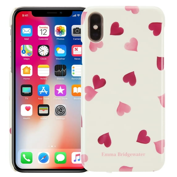 Emma Bridgewater Slim Cell Phone Case for Apple iPhone X/XS, Designed by VQ - Pink Hearts