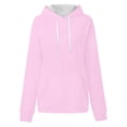 thumbnail image 6 of Hoodies for Women Sweaters for Women Women's Autumn and Winter Solid Color Pullover Hooded Drawstring Sweatshirt Long Sleeve Fashion Sweatshirt Womens Tops Hot Pink M, 6 of 6