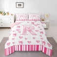 thumbnail image 2 of Erosebridal Princess Bow Comforter Sets Queen Size, Initial R Letter Comforters & Duvets, Pink Heart Decor, Lightweight 3 Pieces, 2 of 8