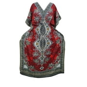 Mogul Women's Maxi Dress Red Dashiki Print Beach Cover Up Evening Dresses XXL