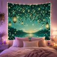 thumbnail image 2 of Glowing Hanging Lanterns Over a Teal Lake, Dreamy Fantasy for Nature Lovers, Tranquil Scenery Art Housewarming Gift, Tapestry Wall Hanging for Bedroom and Living Room, 2 of 7