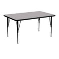 thumbnail image 1 of 30''W x 48''L Rectangular Grey Thermal Laminate Activity Table - Height Adjustable Short Legs, 1 of 3