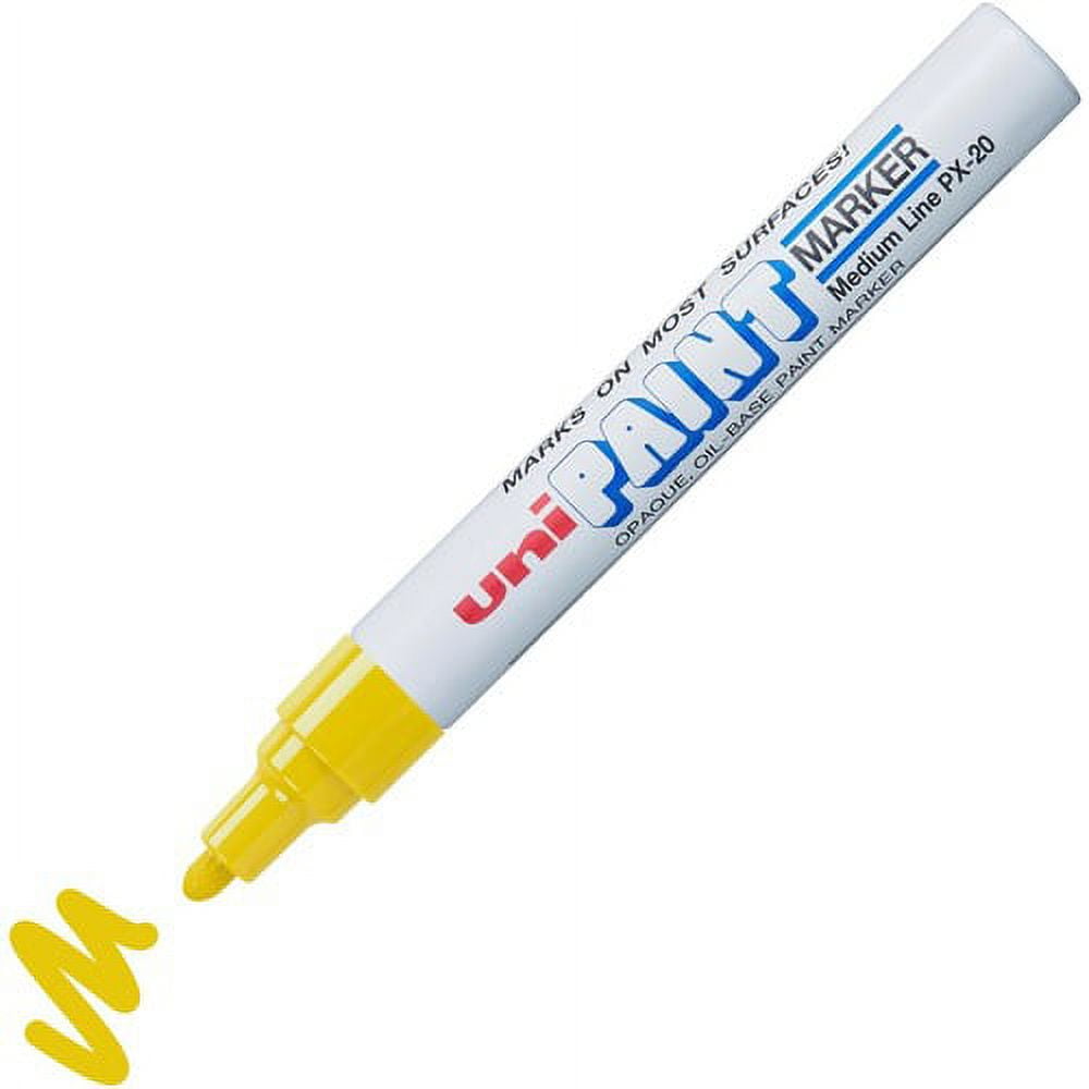 uni-ball Uni-Paint PX-20 Oil-Based Medium Point Marker Medium Marker Point - Yellow Oil Based Ink - White Barrel - 1 Each