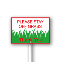 Eveokoki 12X8Inch Please Stay Off Grass Thank You Aluminum ​Lawn Sign Stand Yard Sign With Metal Stakes Kit Outside Garden Grass Farm Signs Outdoor Decorations