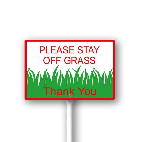 Eveokoki 12X8Inch Please Stay Off Grass Thank You Aluminum ​Lawn Sign Stand Yard Sign With Metal Stakes Kit Outside Garden Grass Farm Signs Outdoor Decorations