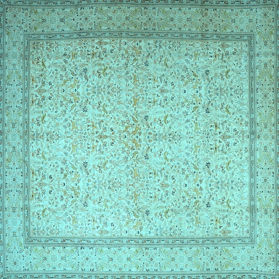 Ahgly Company Indoor Square Persian Light Blue Traditional Area Rugs, 3' Square