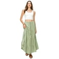 thumbnail image 4 of Cali1850 Women's XS~XL Lined Tiered Elastic Waist Linen Flare Maxi Skirt, 4 of 7