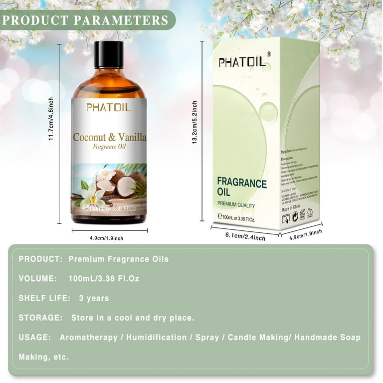 100% Pure Coconut Vanilla Essential Oil for Diffuser, 100ml Organic Coconut  Vanilla Essential Oil for Humidifier