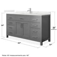 thumbnail image 4 of Beckett 60" Dark Gray Single Vanity & Giotto Quartz Top (1-Hole) & Nickel Trim, 4 of 5