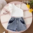 thumbnail image 6 of CAIXIA Toddler Baby Girl Summer Outfits Sleeveless Lapel Collar Tank Tops Ruffle Jean Skirt Set Cute Clothes, 6 of 8