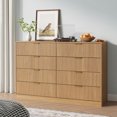 thumbnail image 5 of YouTrend Burlywood 8 Drawer Dresser with for Bedroom,Modern Adult Fluted Wood Chest of Drawer with Golden Embedded Handles for Living Room,Hallway, 5 of 13