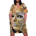 thumbnail image 1 of Máscara veneciana para mujer vestido holgado con bolsillos dorado/blanco para ocasis oficiales vestido de graduación de verano, 1 of 6