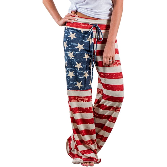 Women's High Waist Casual Floral Print Drawstring Wide Leg Pants