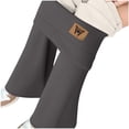 thumbnail image 5 of Womens Fleece Flare Leggings High Waisted Tummy Control Yoga Pants No Front Seam Bootcut Bell Bottoms Workout Activewear, 5 of 7