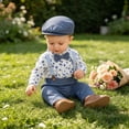 thumbnail image 4 of Trikvn Baby Boy Gentleman Suit Heart Print Long Sleeve Shirt with Bowtie Elastic Waist Suspender Pants Set Toddler Formal Outfit for Ring Bearer Birthday Party Dress Up, 4 of 6