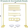thumbnail image 3 of Arco de Globo para Boda Soporte de Fondo para Fiesta, Kit Aro Cuadrado Dorado para Decoración de Globos Marco Globos Flores, Base Arco Metal Desarmable para Ceremonia Jardín Evento Novia, 3 of 4