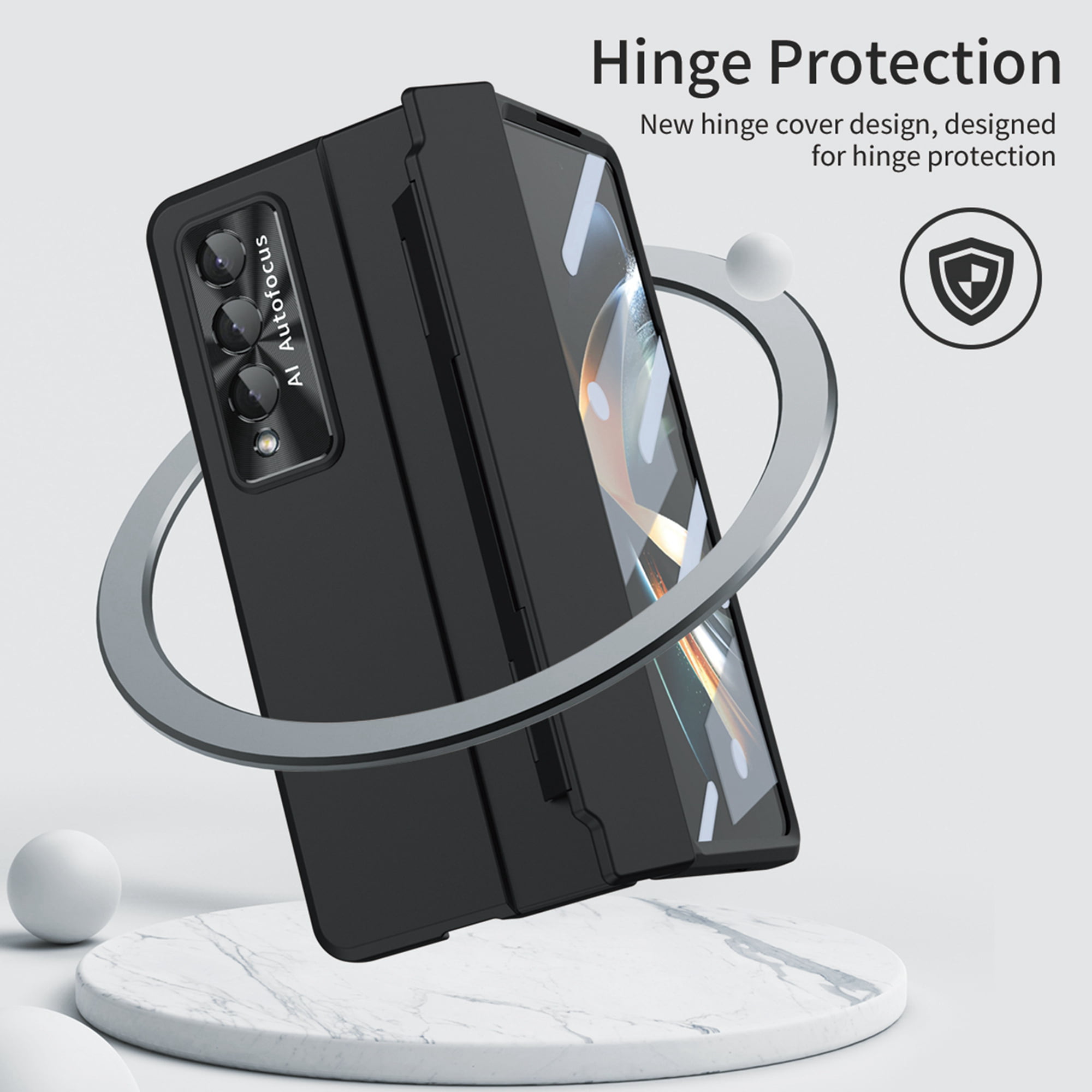 Dteck for Galaxy Fold 4 Case Hinge Protection Wireless Charging