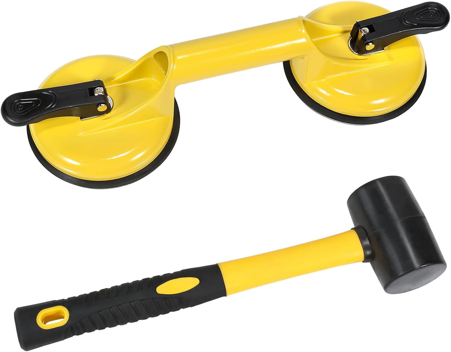 RGHJAR-Floor Gap Fixer Tool for Laminate Floor Gap Repair Plank Grabber Includes Heavy Duty Aluminum Suction Cup and Fiberglass Handle Rubber Mallet (Can't Use on Scraped Surface Floor)