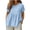 Blue, variant on SEMPAI Womens Summer Cotton Linen Tops Casual V Neck Roll Up Short Sleeve Pleated Office Tops Cute Flowy Blouses
